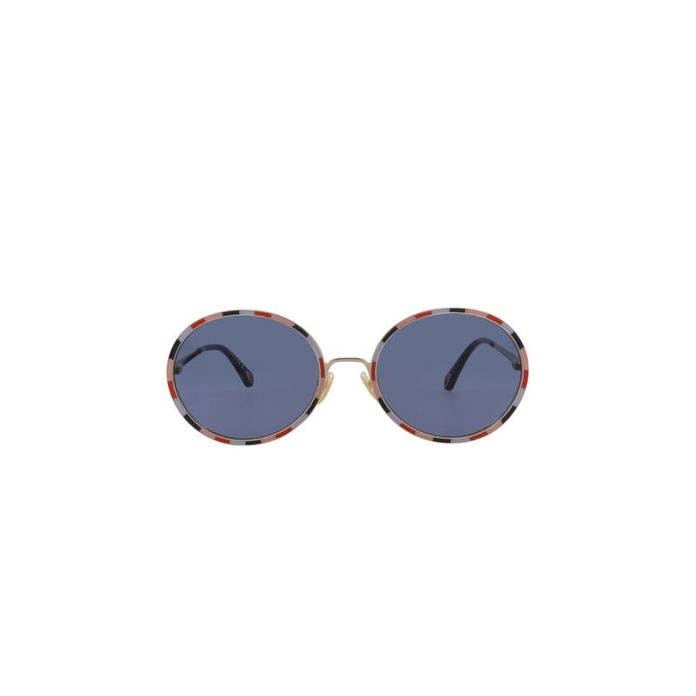 Chloe Round Sunglasses with Blue Lenses and Multicolor Frame